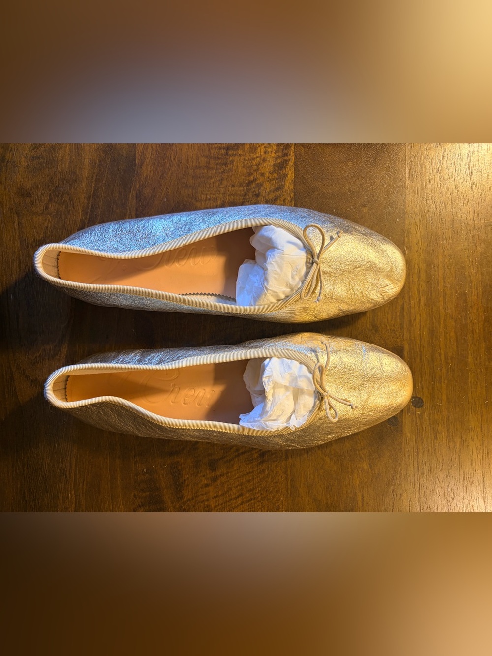 J Crew gold leather ballet flats size 10